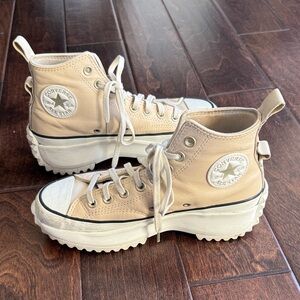 Converse Leather Run Star Hike High Top Sneakers in Cream